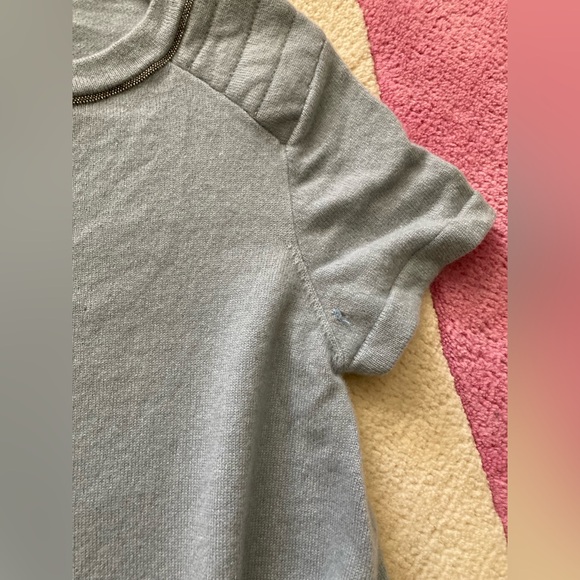 Brunello Cucinelli Blue Grey Cashmere Short Sleeve Bateau Neck Sweater Monili XS - Picture 7 of 12